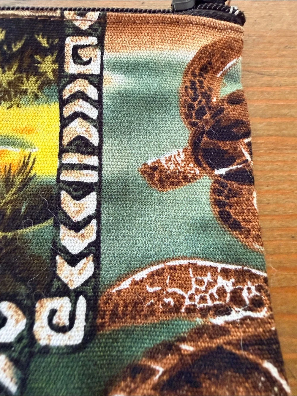 Island Aloha Wear Hawaiian Print Coin Pouch Card Wallet Teal & Brown Palm Trees
